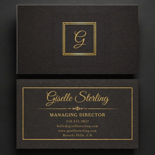 Geschäftsführer-Monogramm Gold Schwarz Visitenkarte