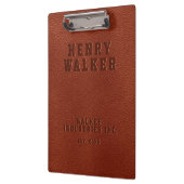 Geschäftsführer Personalisiert Brown Vegan Leather Klemmbrett (Links)