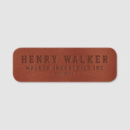 Geschäftsführer Personalisiert Brown Vegan Leather Namensschild