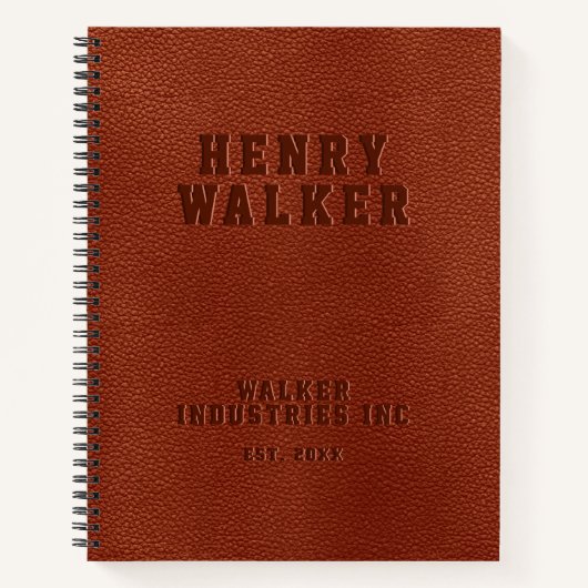 Geschäftsführer Personalisiert Brown Vegan Leather Notizblock (Vorderseite)