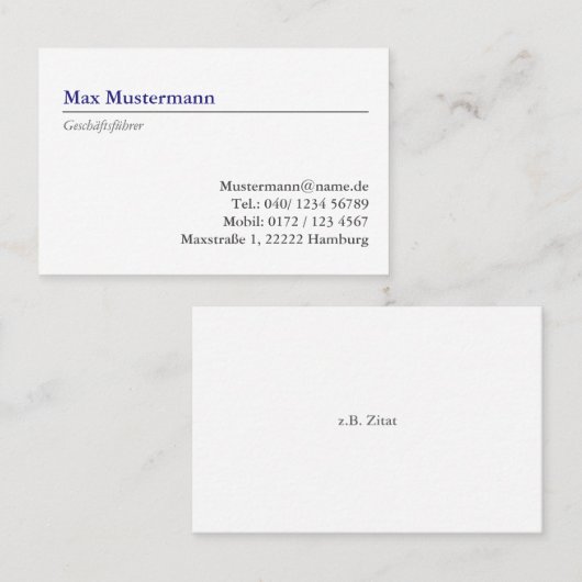 geschäftsführer Visitenkarte (Vorne/Hinten)