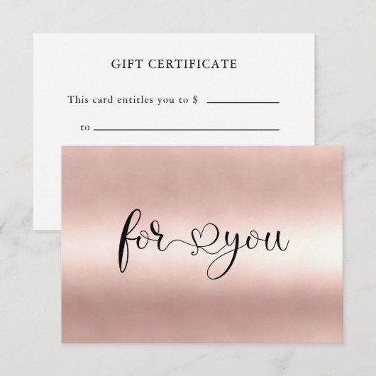 GESCHÄFTSGESCHENKZERTIFIKAT | for you (Vorne/Hinten)