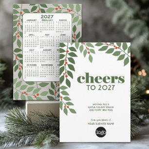 Geschäftsgrüße mit Kalender und Logo für 2024 Feiertagskarte