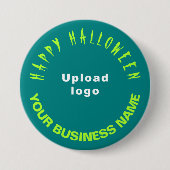 GeschäftsHalloween-Gruß auf Aquamarine Grüne Runde Button (Vorderseite)