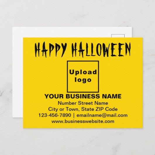 GeschäftsHalloween-Gruß auf der gelben Postkarte (Vorne/Hinten)