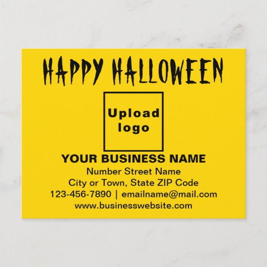 GeschäftsHalloween-Gruß auf der gelben Postkarte (Vorderseite)