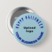GeschäftsHalloween-Gruß auf Light Blue Round Button (Vorne & Hinten)