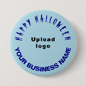 GeschäftsHalloween-Gruß auf Light Blue Round Button (Vorderseite)