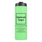 Geschäftsinformation Leuchtender grüner Wärmeleite Thermosbecher (Vorderseite)