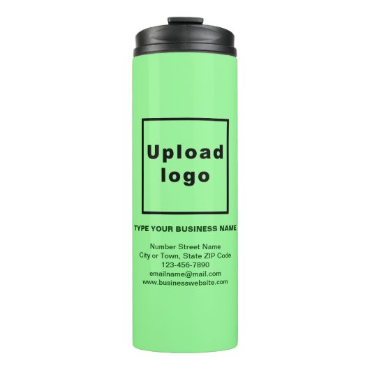 Geschäftsinformation Leuchtender grüner Wärmeleite Thermosbecher (Vorderseite)