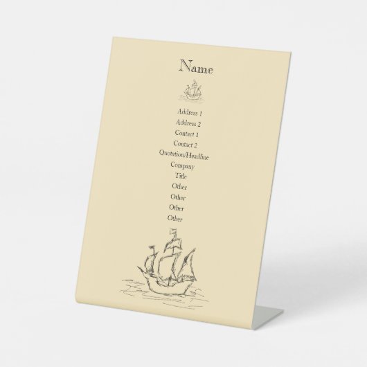 Geschäftsinformationen mit Piratenschiffen Sockelschild (Vorderseite)