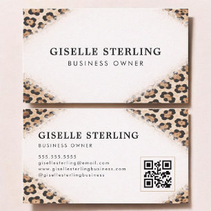 Geschäftsinhaber Gepard Leopardendruck QR-Code Visitenkarte
