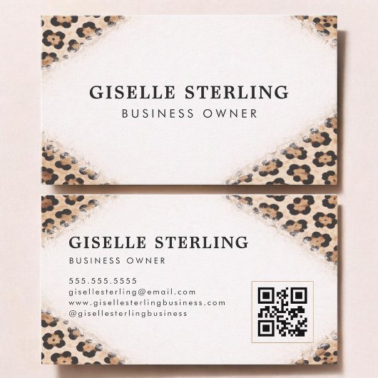 Geschäftsinhaber Gepard Leopardendruck QR-Code Visitenkarte