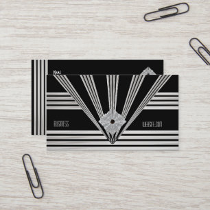 Geschäftskarte Art Deco schwarzer Streifen Silber  Visitenkarte