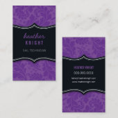 GESCHÄFTSKARTE, ausgeklügelt, schwarz, lila Visitenkarte (Vorne/Hinten)