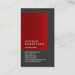 Geschäftskarte des vertikalen Red Gray Chic Consul Visitenkarte