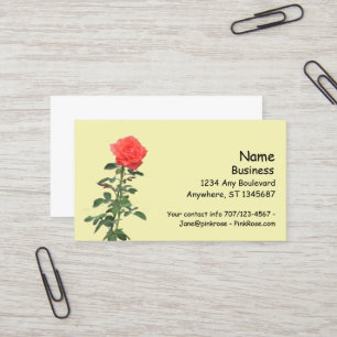 Geschäftskarte - Einzelne rosa Rose am Stiel Visitenkarte