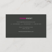 GESCHÄFTSKARTE fett, modern, linear, rosa grau Visitenkarte (Rückseite)