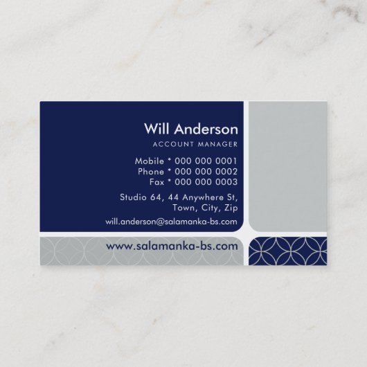 GESCHÄFTSKARTE: fett modernes Segment Visitenkarte (Rückseite)