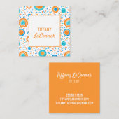 Geschäftskarte Funky Orange und Blue Shapes Square Quadratische Visitenkarte (Vorne/Hinten)