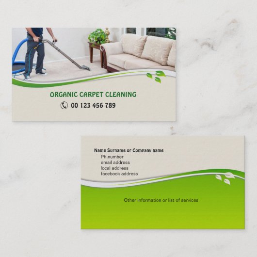 Geschäftskarte für Bio Teppich-Reiniger Visitenkarte (Vorne/Hinten)