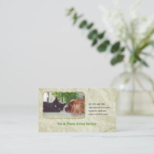 Geschäftskarte für das Haustier u. Pflanzen, die Visitenkarte (Stehend Vorderseite)