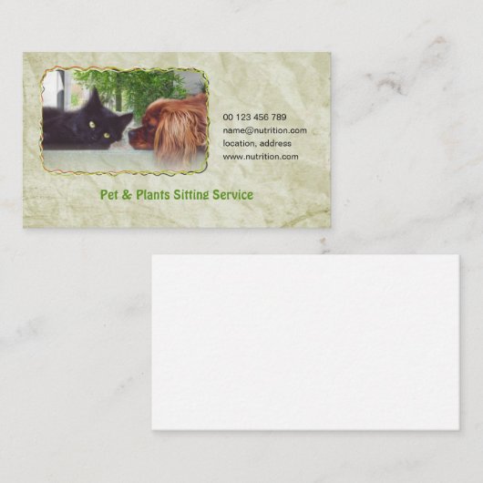 Geschäftskarte für das Haustier u. Pflanzen, die Visitenkarte (Vorne/Hinten)