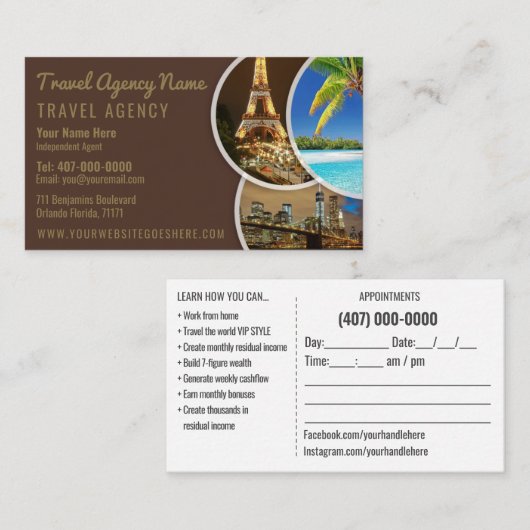 Geschäftskarte für den Agent Travel Template Visitenkarte (Vorne/Hinten)