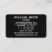 Geschäftskarte für den Anweisungsbefugten Visitenkarte (Rückseite)