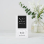 Geschäftskarte für den vertikalen Skript-Schwarz-w Visitenkarte (Stehend Vorderseite)