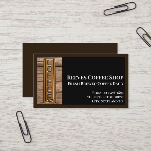 Geschäftskarte für ein Café oder eine Kaffeebar Visitenkarte (Vorderseite/Rückseite Beispiel)