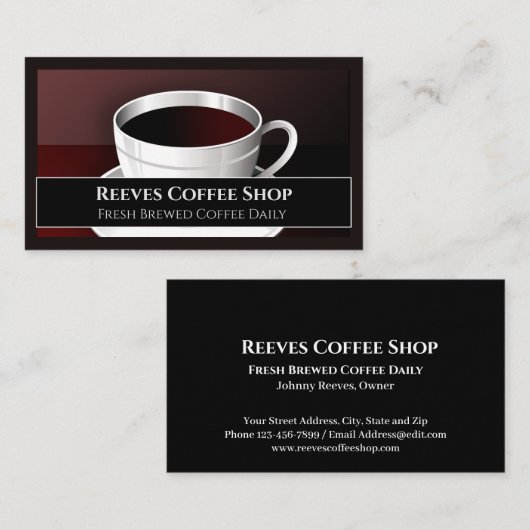 Geschäftskarte für ein Café oder eine Kaffeebar Visitenkarte (Vorne/Hinten)