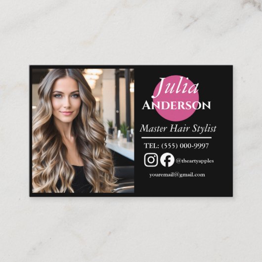 Geschäftskarte für Friseurbesucher: Foto für klein Visitenkarte (Vorderseite)