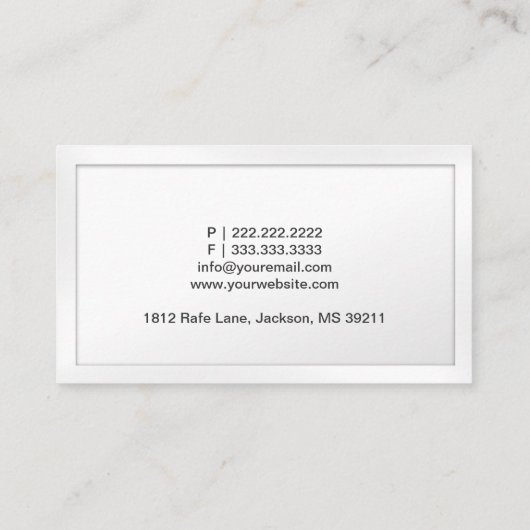 Geschäftskarte für klassische White registrierte P Begleitkarte (Rückseite)