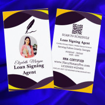 Geschäftskarte für Loan Signing Agent mit QR-Code 