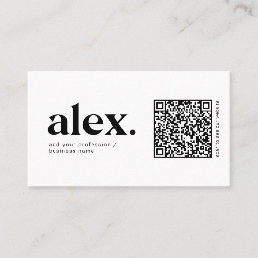 Geschäftskarte für moderne schwarz-weiße QR-Logos Visitenkarte (Vorderseite)