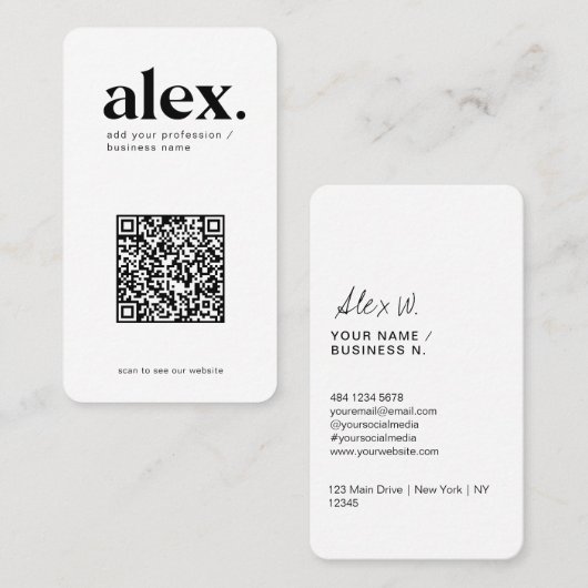 Geschäftskarte für moderne schwarz-weiße QR-Logos Visitenkarte (Vorne/Hinten)