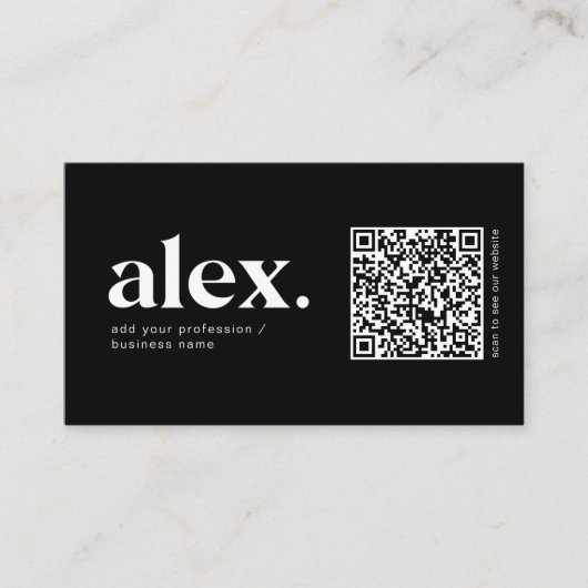 Geschäftskarte für moderne schwarz-weiße QR-Logos Visitenkarte (Vorderseite)