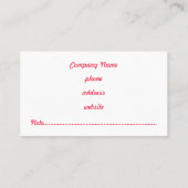 Geschäftskarte für Red Animal Print Visitenkarte (Rückseite)