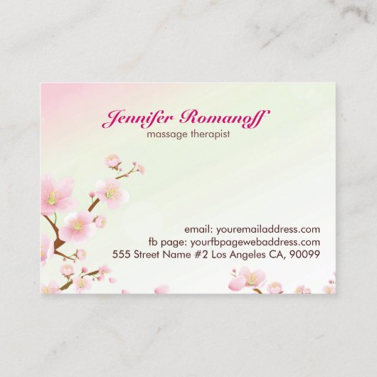 Geschäftskarte für rosa und weiße Kirschblossom Visitenkarte (Rückseite)