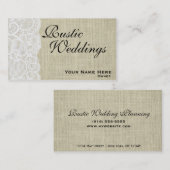 Geschäftskarte für Rustic Burlap & Lace Wedding Pl Visitenkarte (Vorne/Hinten)