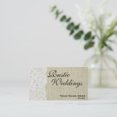 Geschäftskarte für Rustic Burlap & Lace Wedding Pl Visitenkarte (Stehend Vorderseite)