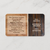 Geschäftskarte für Rustic Wood Tone Contractor Log Visitenkarte (Rückseite)
