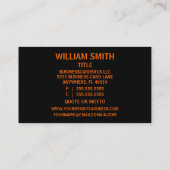 Geschäftskarte für Welder Black und Orange Visitenkarte (Rückseite)