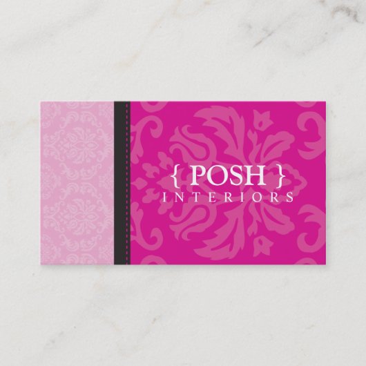 GESCHÄFTSKARTE :: göttlich Damast fuschia pink Visitenkarte (Vorderseite)