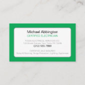 Geschäftskarte "Green Electrician Business Card" Visitenkarte (Vorderseite)