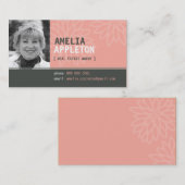 GESCHÄFTSKARTE :: Jazziges Foto, Koralle rosa Visitenkarte (Vorne/Hinten)