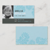 GESCHÄFTSKARTE: Jazzliches Foto aqua blue Visitenkarte (Vorne/Hinten)