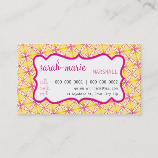 GESCHÄFTSKARTE: lässiger Chic 3 L Visitenkarte (Vorderseite)