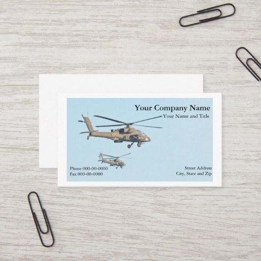 Geschäftskarte Militärhubschrauber Visitenkarte (Vorderseite/Rückseite Beispiel)